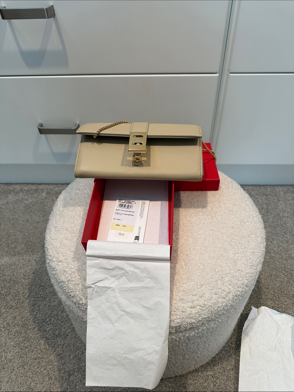 Ferragamo Beige Wallet on Chain , Crossbody Bag